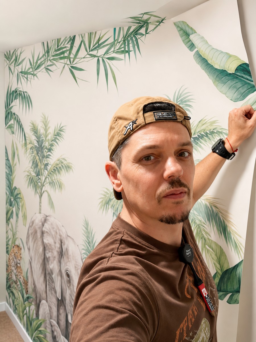 Ivan painting an accent wall